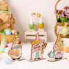 Easter Gnome Wooden Ornament Desktop Sculpture Ornament Home Decorate Crafts Easter Decoration Supplies