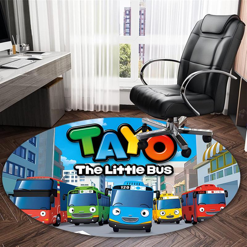 1pc Tayo The Little Bus1 Print Round Carpet Chair Round Carpet Suitable for Bedroom Living Room Home Decorative Carpet