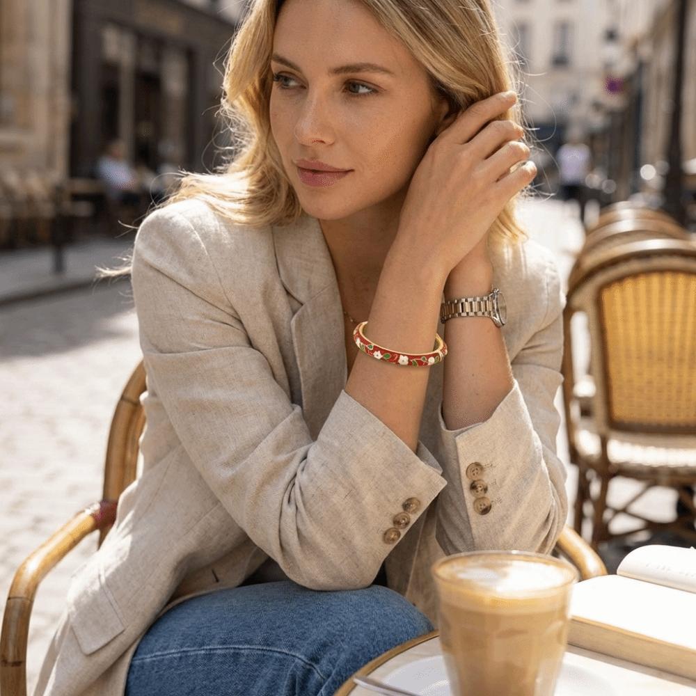 Floral Motifs Enamel Bracelet Zinc Zinc Zinc Alloy Dropped Glaze Bracelet  Traditional