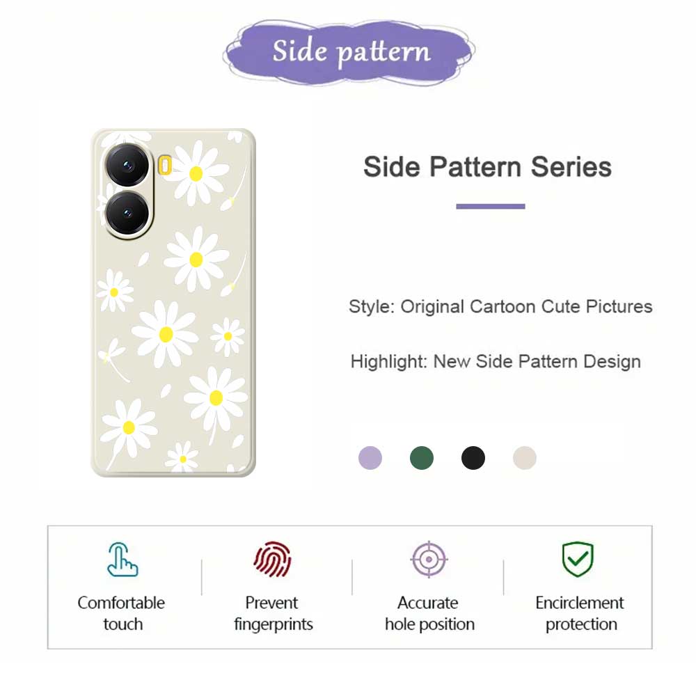 For Xiaomi Redmi Turbo 4 5G/Poco X7 Pro 5G Case White Daisy Pattern Printing Straight Edge TPU Phone Back Cover