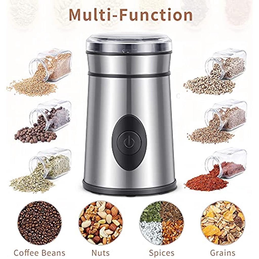 Электрическая кофемолка с лезвиями из нержавеющей стали, мельница для специй, емкость 50 г для кофейных зерен, сухофруктов, семян, 200 Вт