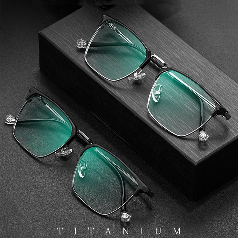 Anti Blue Light Pure Titanium Ultra-Light Reading Glasses Men Brand Design Square Frame Photochromic Cr-39 Resin Lenses +1.5 2.0