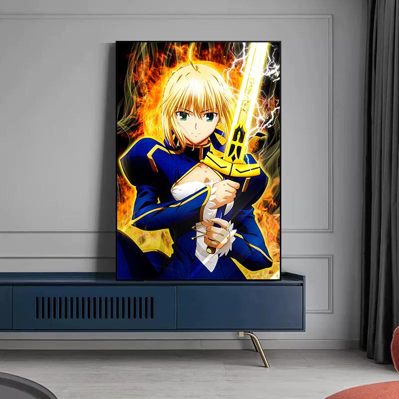 Fate Stay Night Япония аниме постер с фильмами Kawaii Холст Картина Настенная картина для детей Гостиная Украшение дома