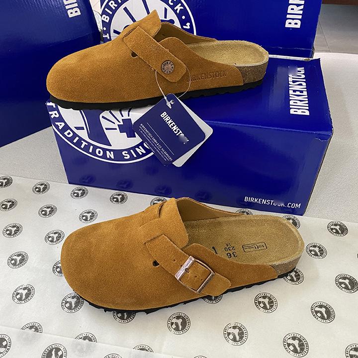 Унисекс BK Натуральная кожа Birkenstock Закрытый носок Ретро Мюли на пробковой подошве – Удобные и Универсальные.