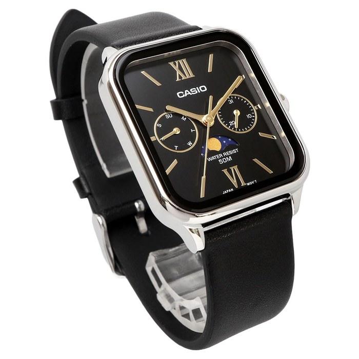 Casio Standard Moon Phase Analog Men's Watch MTP-M305L-1A2V Black Leather Band Black