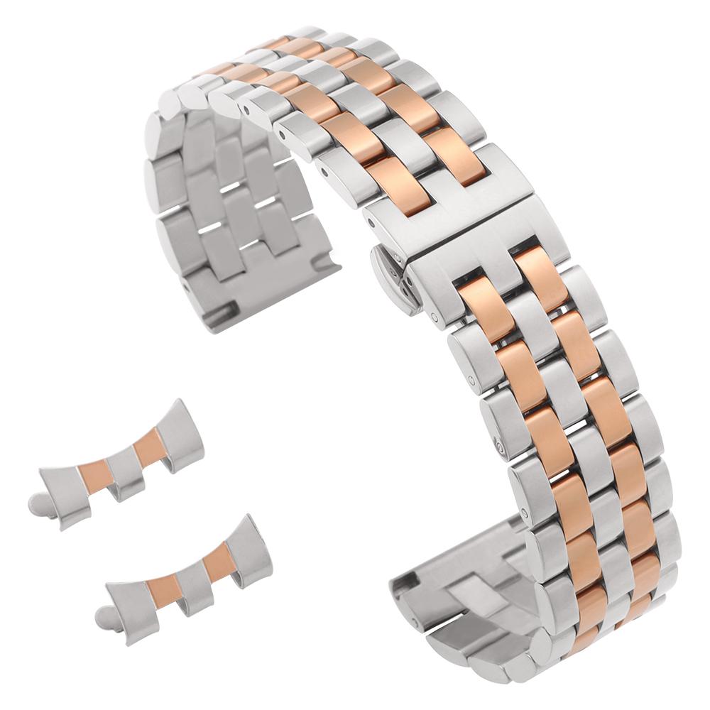 Ремешок для часов с изогнутым концом 18 мм 20 мм 22 мм Цельный браслет для часов из нержавеющей стали для Tissot Застежка-бабочка Мужской Женский Универсальные ремешки