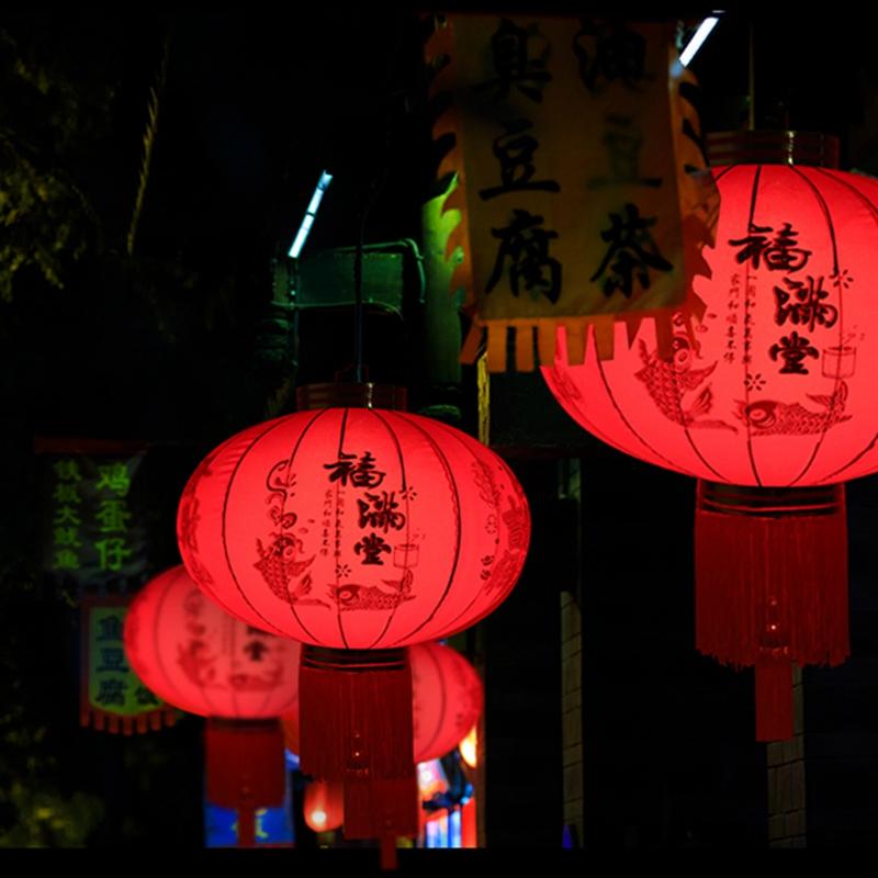 Китайский красный фонарь из флокированной ткани 2025 Новый год красные фонарики подвесной светильник китайский праздник весны декор традиционный подвесной светильник