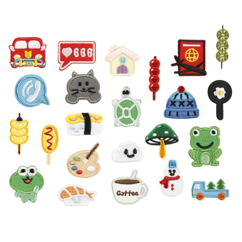 23 Pcs Frogs Embroidered Patches House Sew on Patches Tanghulu Iron on Patches Clothing Patches Mushroom Sewing Patches