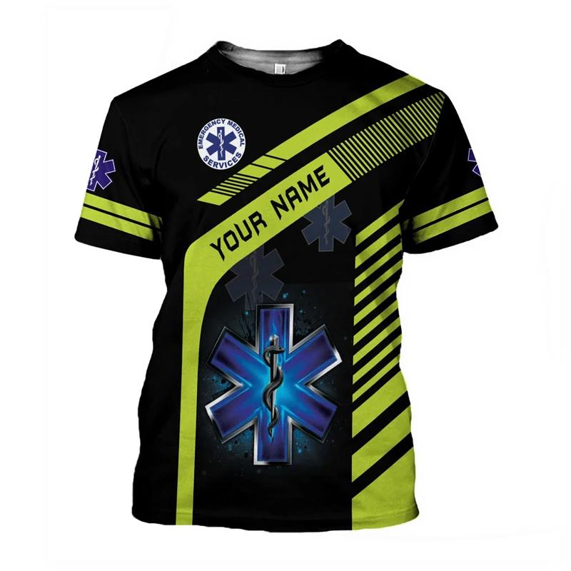 2025 новый персонализированный cosplay ems t paramédico emt работник ретро t-shirts ретро 3D печатный повседневный винтажный футболка