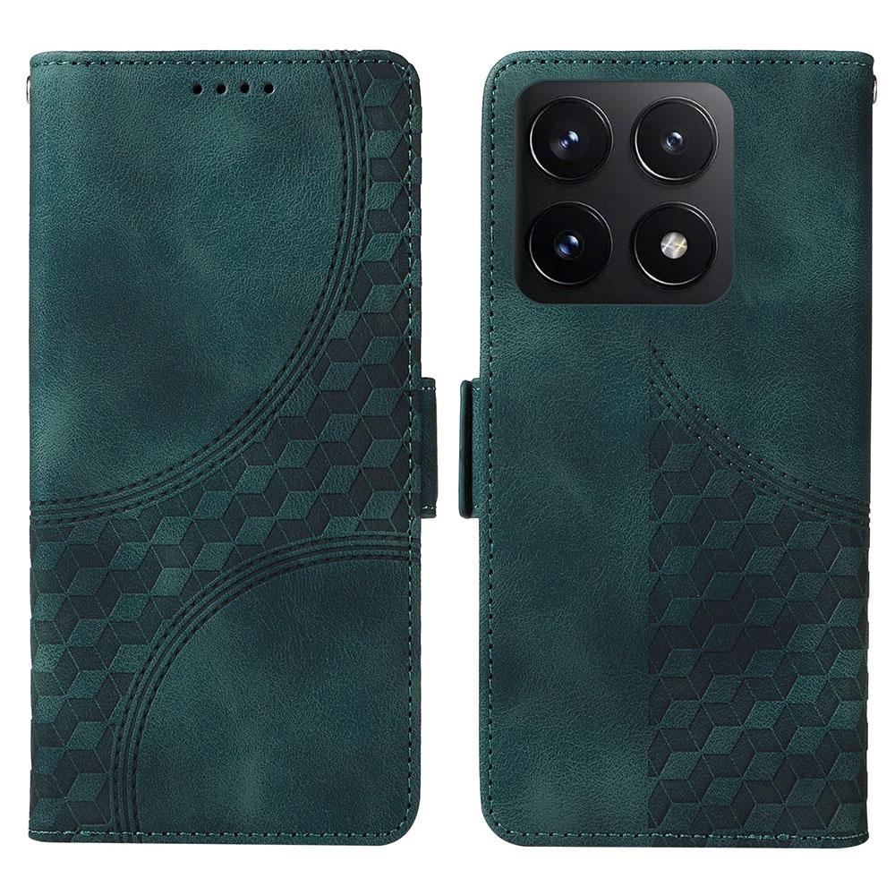 Чехол для Xiaomi 14T из ПУ кожи с ромбовидным звездным тиснением