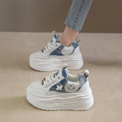 Модные женские туфли на толстой подошве для миниатюрных ножек 2024 Осень/Зима Новинка Туфли-губки Тренд Блокировка цвета Спортивный кэжуал