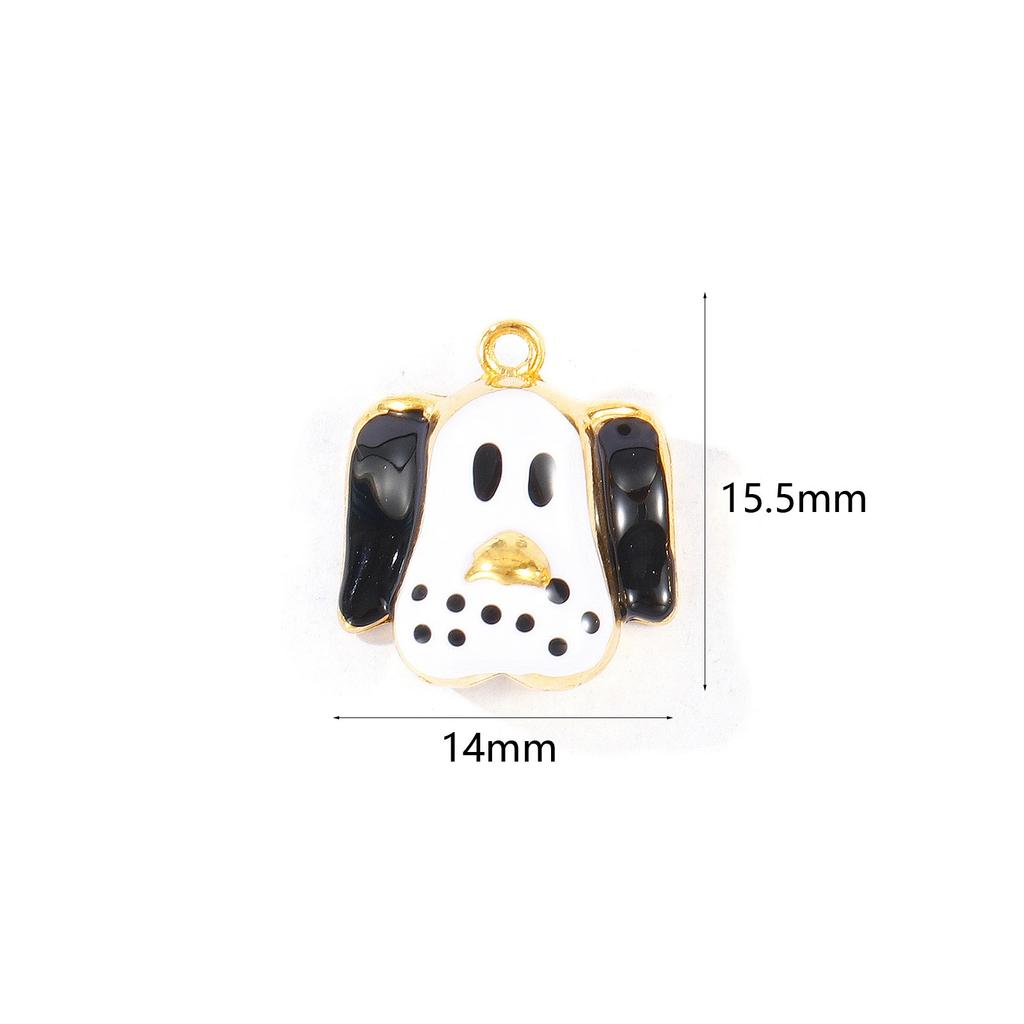 2pcs 304 Stainless Steel Cute Dog Charms 18K Gold Plated Multicolor Enamel Pendants For DIY Necklace Bracelet Jewelry Making