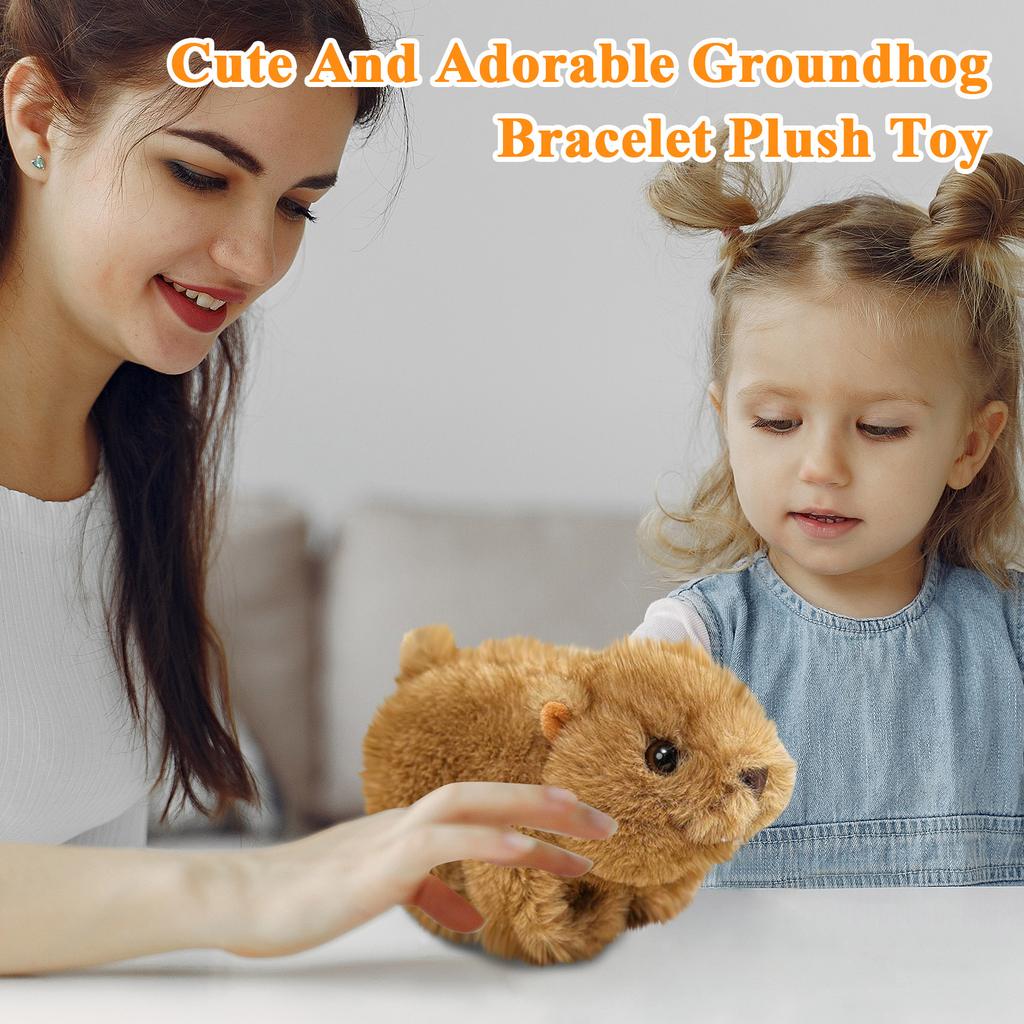 Cute And Adorable Groundhog Bracelet Plush Toy Pat Circle Scarf Mouse Doll Children's Gift Doll