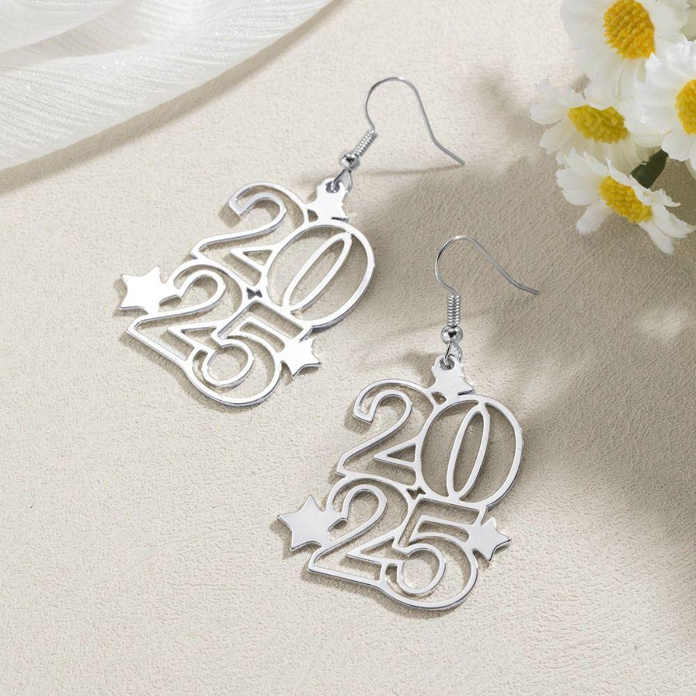 Snake Number 2025 Dangle Earrings 2025 Number Letter Number Figure Earring Fashion Jewelry