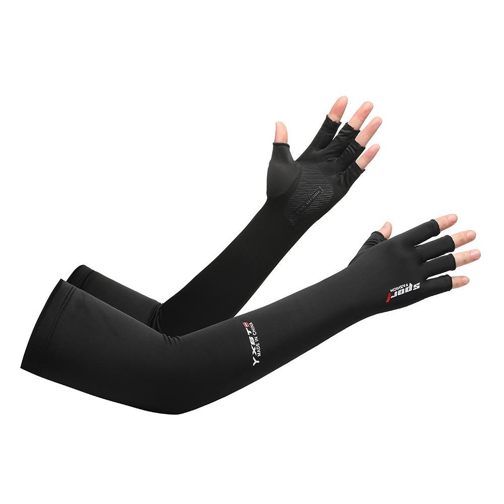 Солнцезащитные ледяные рукава для мужчин и женщин Летние ледяные шелковые перчатки На вынос Рыбалка С двумя пальцами Защита от ультрафиолета Удлиненные Тонкие Велосипедные ледяные рукава