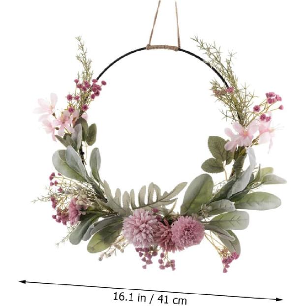 Зеродеко Венок на дверь Гирлянда Обруч Комнатные растения Искусственная гирлянда Антуриум Цветы Железный металлический обруч Венок Венок-обруч на входную дверь