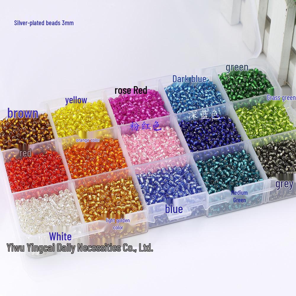 Silver-Filled Glass Rice Beads for DIY Earrings and Bracelets - 2/3/4mm