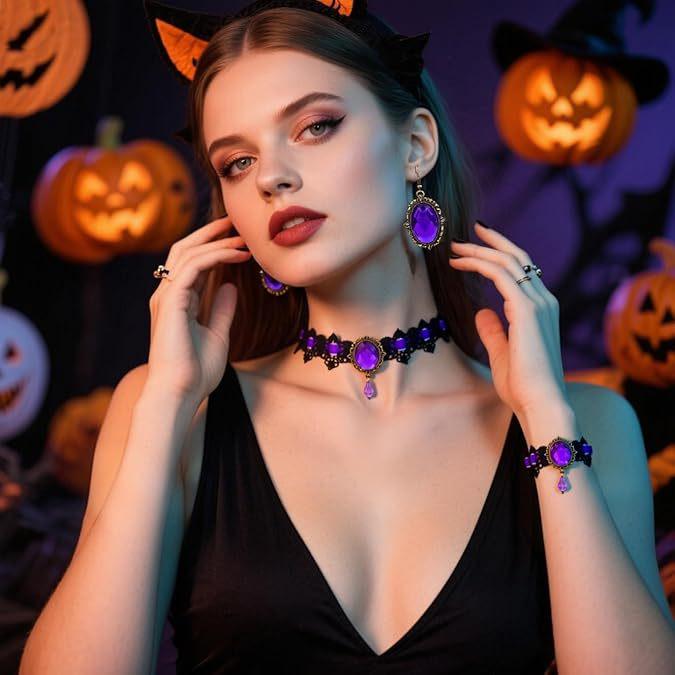 Gothic Retro Punk Lace Choker Necklace for Women