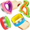 Sandwich Cutter and Sealer Set 4 Pcs Bread Decruster Pancake Maker Heart Square Circle Dinosaur Shape DIY