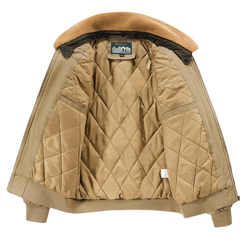 Men's Autumn and Winter Velvet Thickened American Retro Tooling Cotton-padded Jacket Pilot Casual Jacket Cotton-padded Jacket