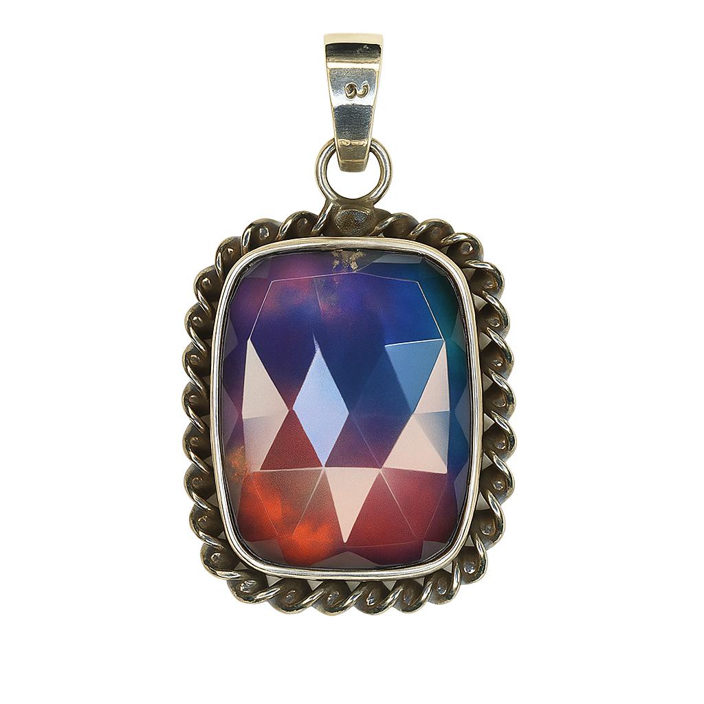 Natural Opal 35.6 Ct Cushion Cut Sterling Silver Pendant