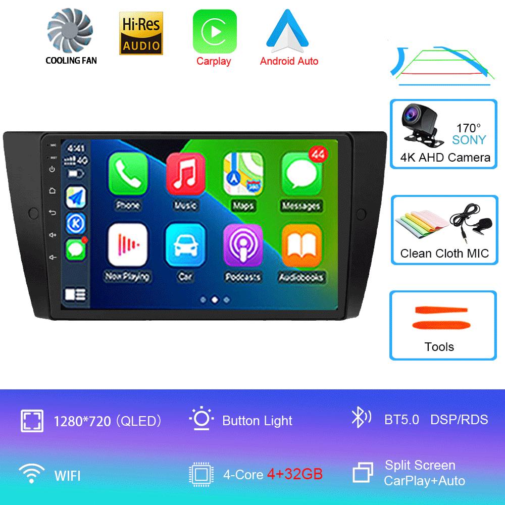 Android14 Carplay Auto для BMW E90 E91 E92 E93 3 серии мультимедийный автомобильный радиоплеер WIFi+4G без 2din DVD стерео головное устройство GPS DSP
