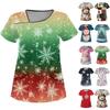 Женская рабочая одежда с рождественским принтом, покатый воротник и двухслойные карманы, базовый пуловер сверху
