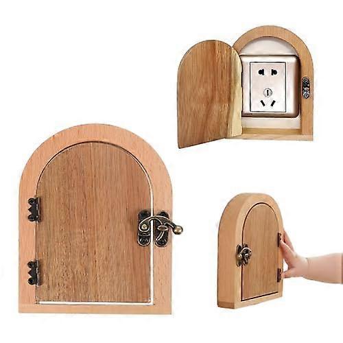 Wooden Door Outlet Cover, Fairy Door Light Switch Cover, Wall Outlet Socket Plate for Child Safety & Home Decoration