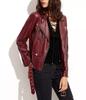 AL KHALID Stylish Decent Burgundy Jacket Women's Slim-fit Genuine Leather Motorcycle Biker