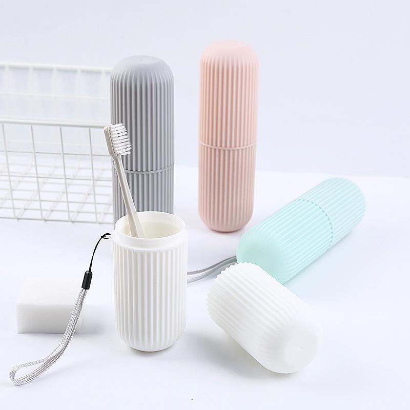 Mouthwashing Cups Plastic Cylinder Storage box Brushing Cups Portable Toothbrush Holder Toothpaste Storage Box For travel Simple Accessories