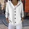 Women's Hooded Cardigan Sweater Casual Long Sleeve Button Down Knit Hoodie Coat Oversized Fall Outerwear