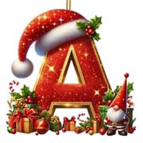 Красные инициалы Рождественские украшения 2D акриловые персонализированные гномы монограммный кулон с шапкой Санты 26 букв украшение для подвешивания на рождественскую елку