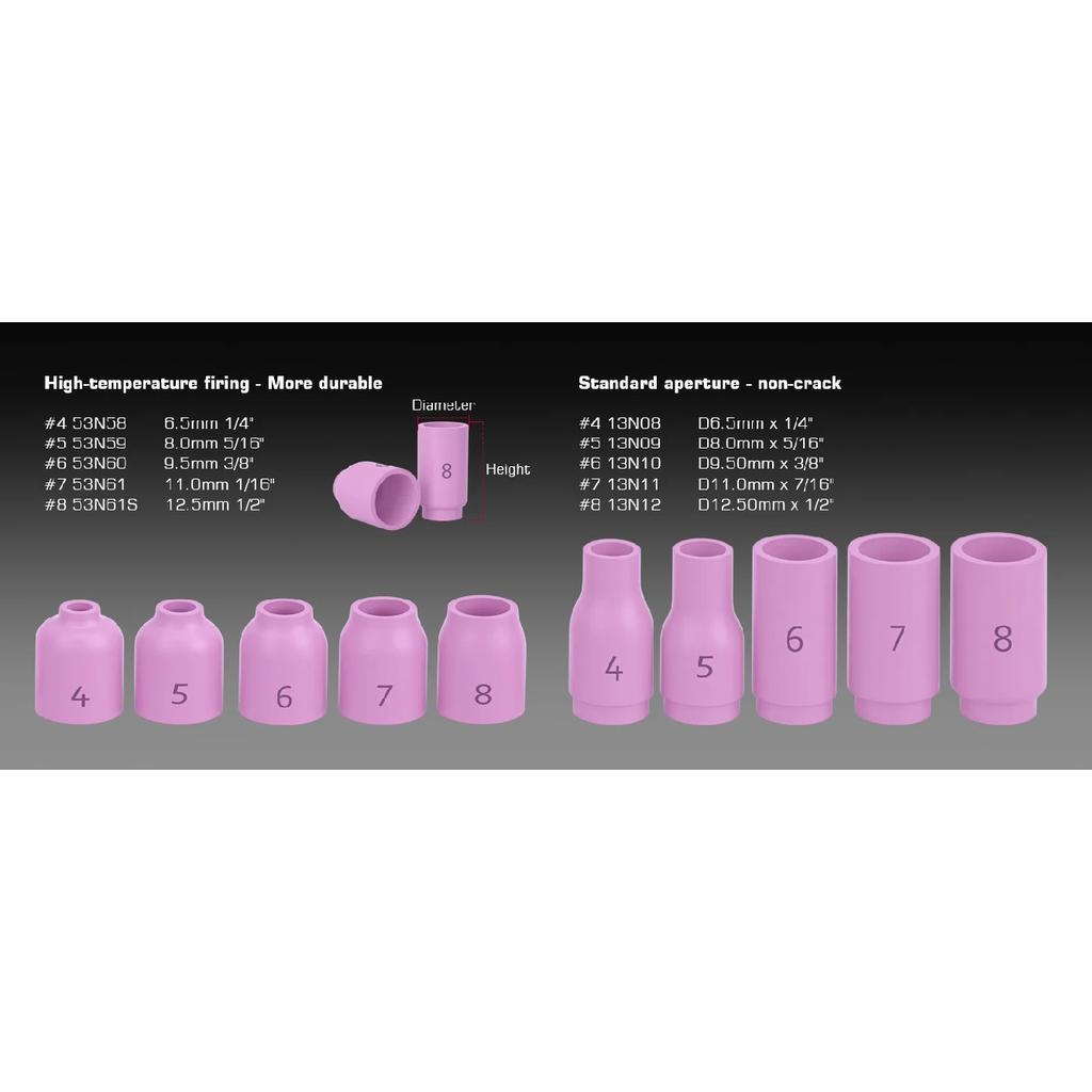 ARCCAPTAIN WP-17/18/26 TIG Welding Torch Accessories kit 49/71Pcs Nozzle Collets Body Stubby Gas Lens Glass Cup consumables Kit