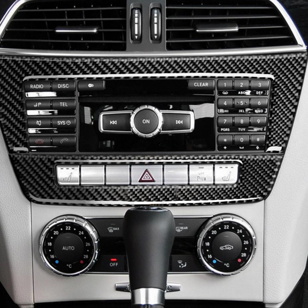 Carbon Fiber Car Console Central Control Panel Cover Trim for Mercedes Benz W204 Classic Style