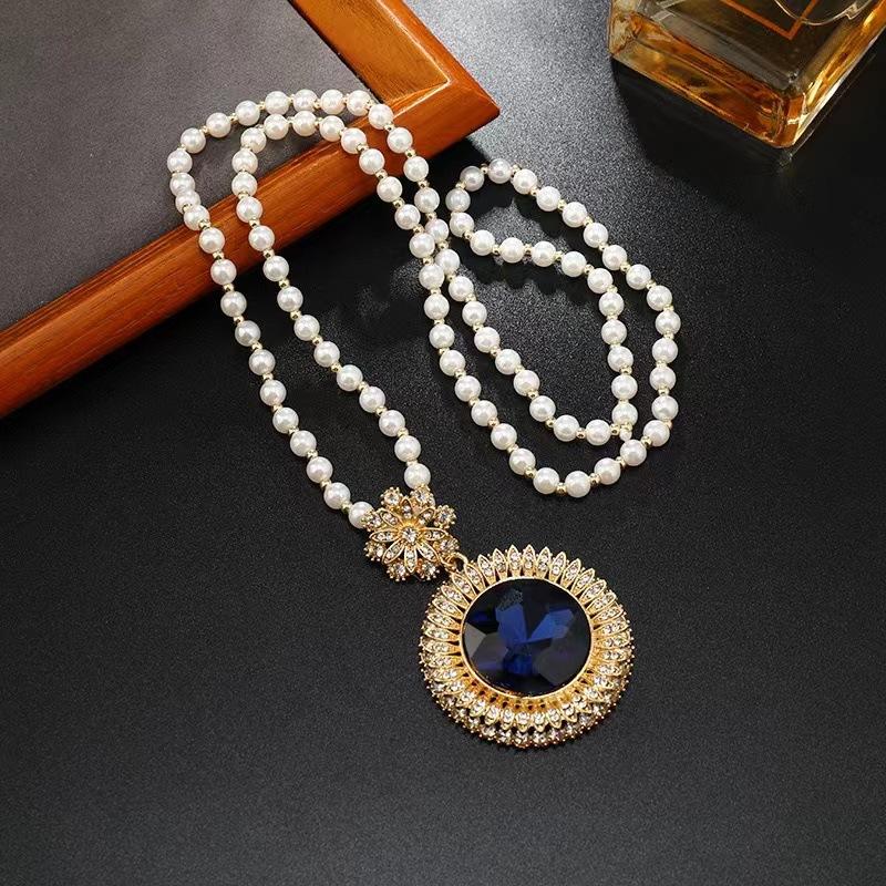 Ожерелье из бисера, длинная винтажная веревка в стиле бохо, ломтик цепи, каменные подвески, богемные этнические женщины