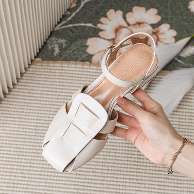 Женские сандалии с закрытым носком, модные плетеные ретро-римские сандалии 2024 года, новые туфли на плоской подошве, студенческие сандалии Sandalias De Mujer