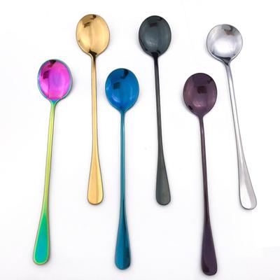 Новая столовая посуда основного цвета, кофейная ложка, чайная ложка для кафе, ложка с длинной ручкой, столовые приборы, инструменты для питья кофе, кухонный аксессуар
