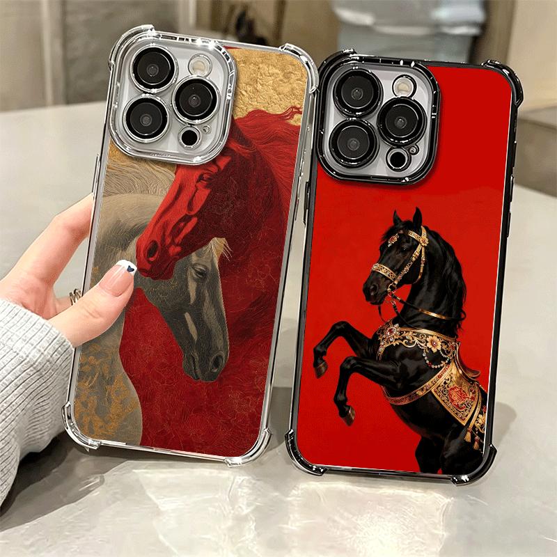 Эстетика Искусства Лошади Покрытие Чехол Для Телефона Для Iphone 16 17 Pro Max Air 16E 14 15 Plus 12 13 Mini Противоударная Подушка Безопасности Чехол