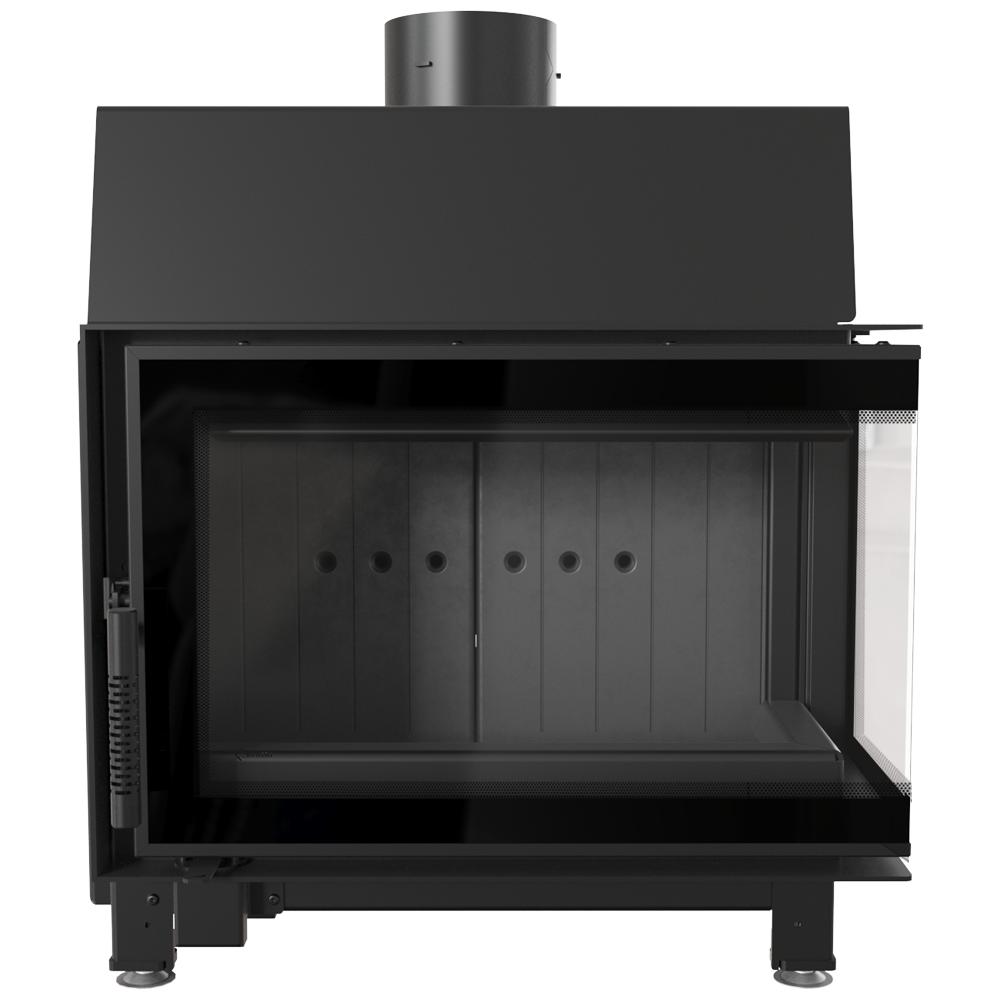 KRATKI SIMPLE Right Steel Air Fireplace 6 kW Ø 150 black lining