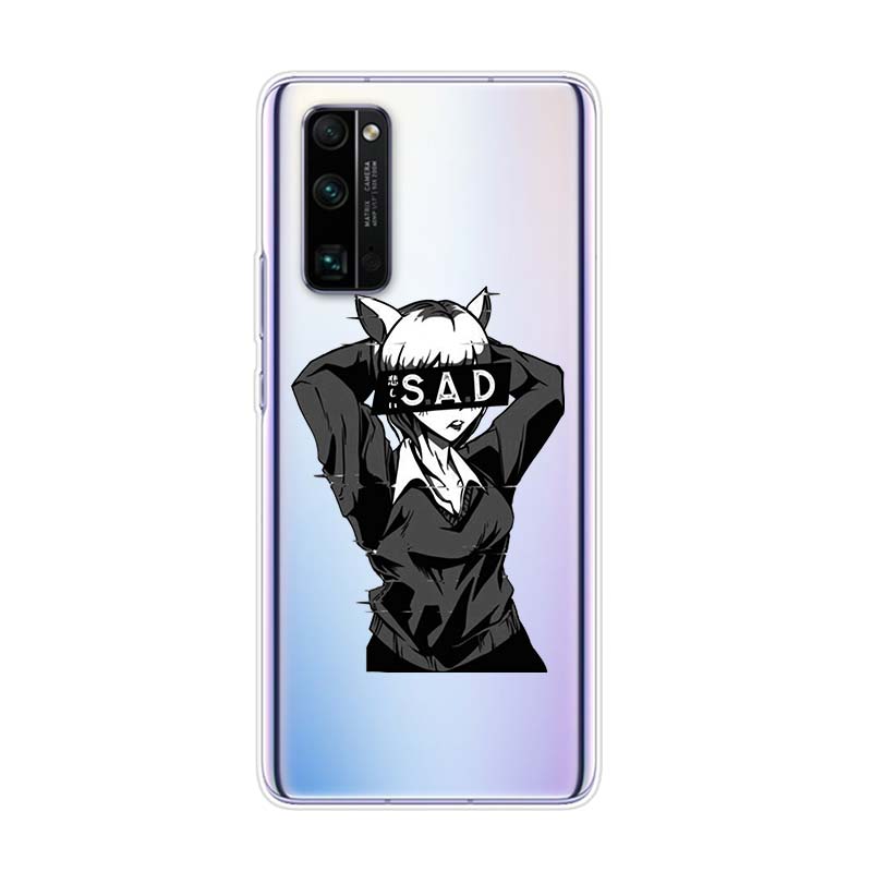 Грустная японская аниме-девушка силиконовый чехол для Honor 30 30i 10i 30S V30 V20 9N 9S 9A 9C 20S 20E 20 7C Lite Pro чехол для телефона