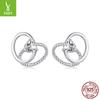 S925 Sterling Silver Mother'S Day Double Ring Love Stud Earrings Versatile Ear Jewelry Women'S Cross-Border
