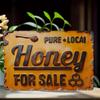 Vintage Style Colorful Metal Sign - "Honey For Sale" | 8X12 Inches | Perfect for Home, Kitchen, Bedroom, Patio, Cafe, Man Cave