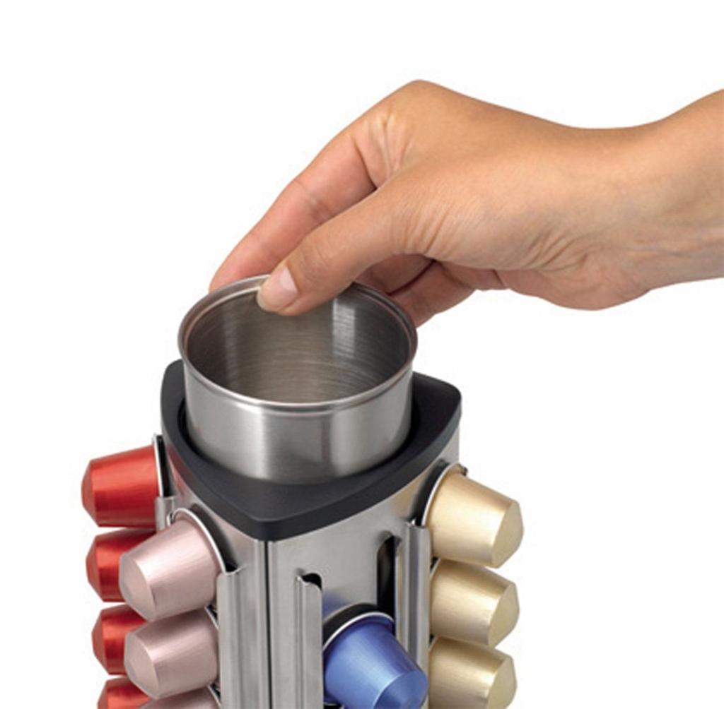 Brabantia Coffee Capsule HolderDispenser, 4.5" W x 4.5" D x 7.7" H, Dishwasher Safe, Tower Stand, Product Number: 418709