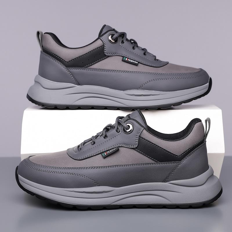 2025 Spring New Men's Casual Leather Shoes Soft Sole Soft Surface Thick Sole Breathable Running Sports Men's Shoes Trendy Shoes 8083
