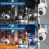 8МП Беспроводная охранная PTZ-камера видеонаблюдения Wi-Fi IP Уличная 4-кратный зум камеры ИИ Отслеживание человека Двусторонняя аудиосвязь HD Ночная цветная камера Вилка ЕС