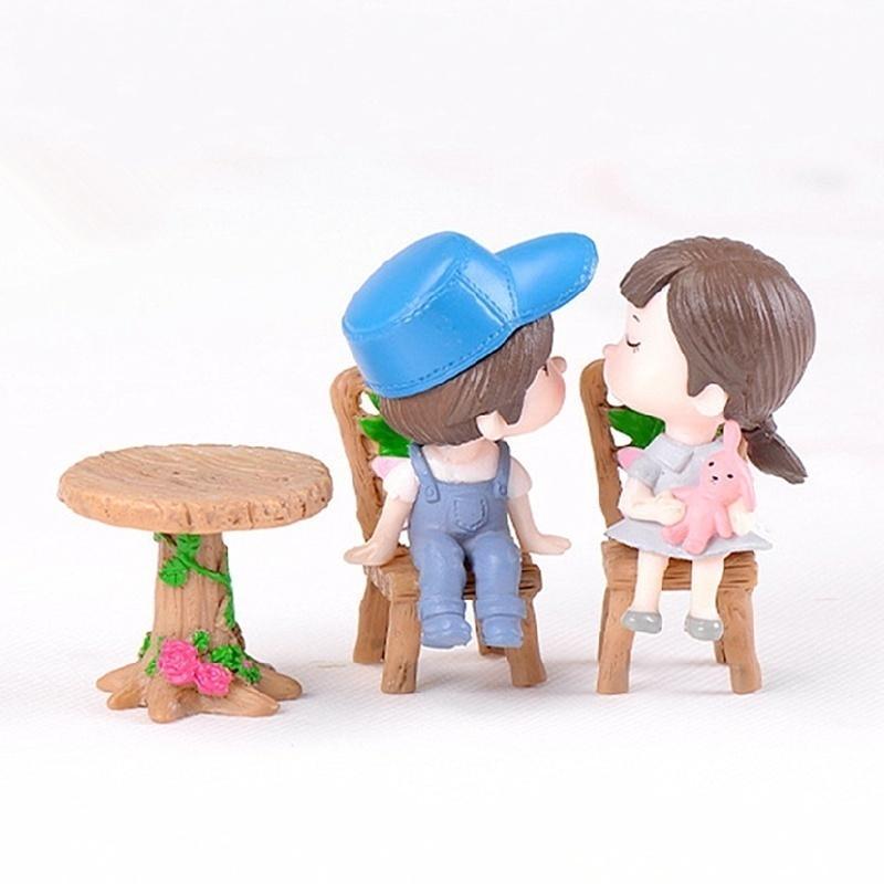 Украшения для кукольного домика «Сказочный сад» 3 шт./комплект, цветочные деревянные столы, стулья, миниатюрные ландшафтные украшения