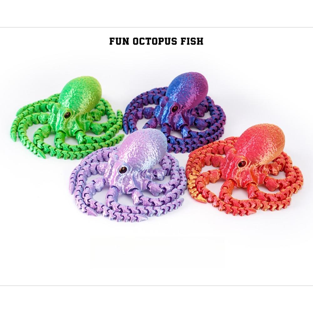 3D Печать Фигурки Осьминога Игрушки Многосуставные Подвижные Симуляция Глаз Игрушка-антистресс Модель Животного Настольный Фестиваль Вечеринка Подарок для Детей