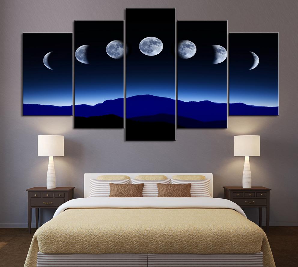 5 шт., декоративная живопись, постер, новая мода, офис, дом, фреска, лунный фазовый переход, художественный пейзаж, живопись Fanxin, оптовая продажа, без рамки