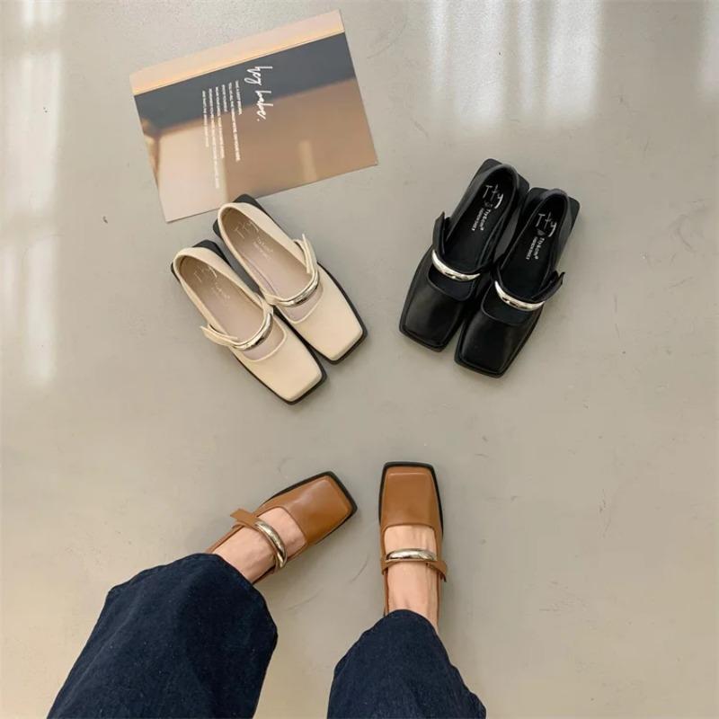 Женские туфли дерби на низком каблуке с квадратным носком Женская обувь из кожи Удобные туфли Мэри Джейн в стиле ретро Женские туфли дерби с квадратным носком