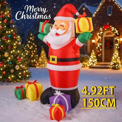 4.92ФТ Украшение для вечеринки во дворе Надувная подарочная коробка Игрушка Санты Светодиодная подсветка Рождественский декор для дома Украшения Принадлежности Рождественский праздничный подарок